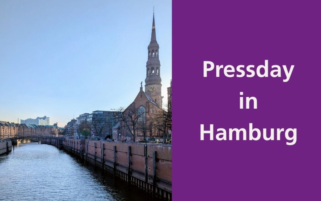 Bild von Hamburg und der Text Pressday in Hamburg